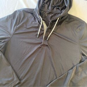 BYLT Premium Basics Drop-Cut Hooded Gray Henley Medium